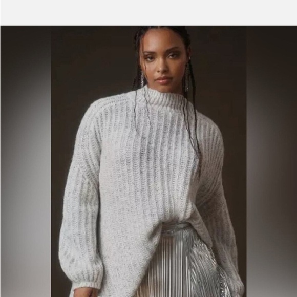 Anthropologie Pilcro Long Line Cable Tunic Sweater Ivory SZ S - Picture 12 of 14